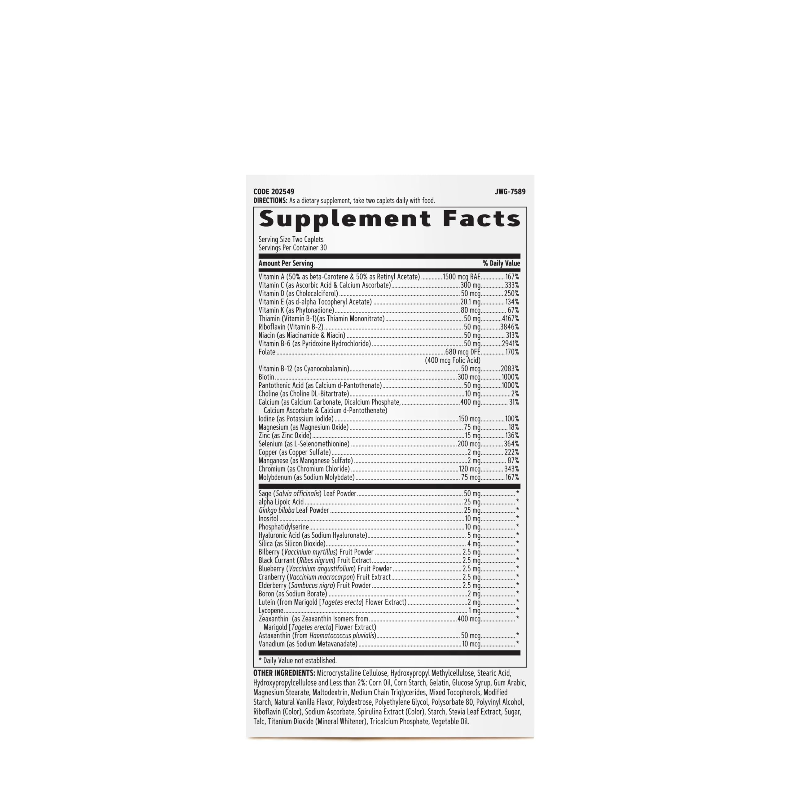 Label highlighting Vitamin D, Calcium and B12