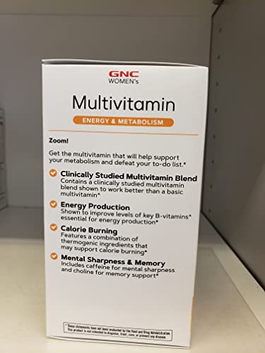 GNC bottle back lists nutrients for metabolism support and daily wellness