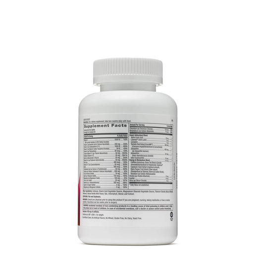 Close-up of GNC Women's Ultra Mega Energy and Metabolism Multivitamin bottle label
