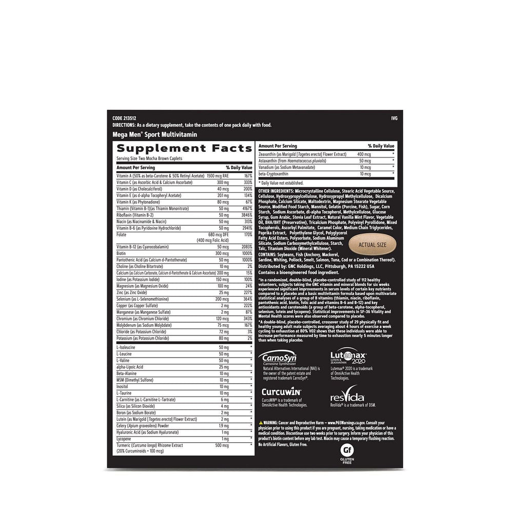 GNC AMP multivitamin component bottle label