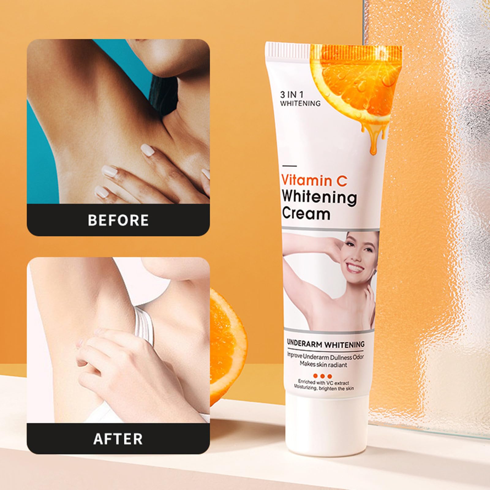 Go Ho Vitamin C cream being applied demonstrates easy massage for absorption