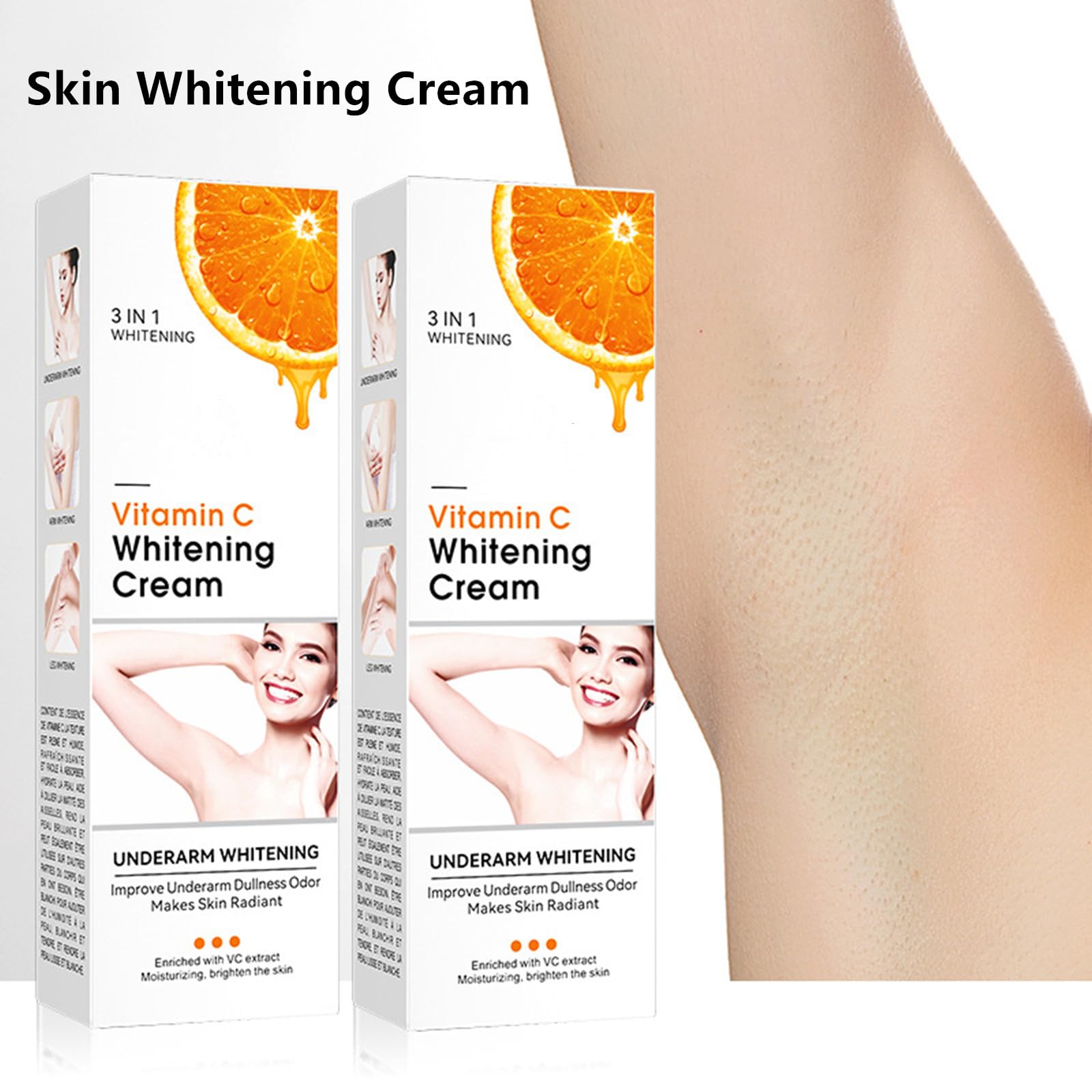 Go Ho Vitamin C cream on hands shows uniform brightening across the skin