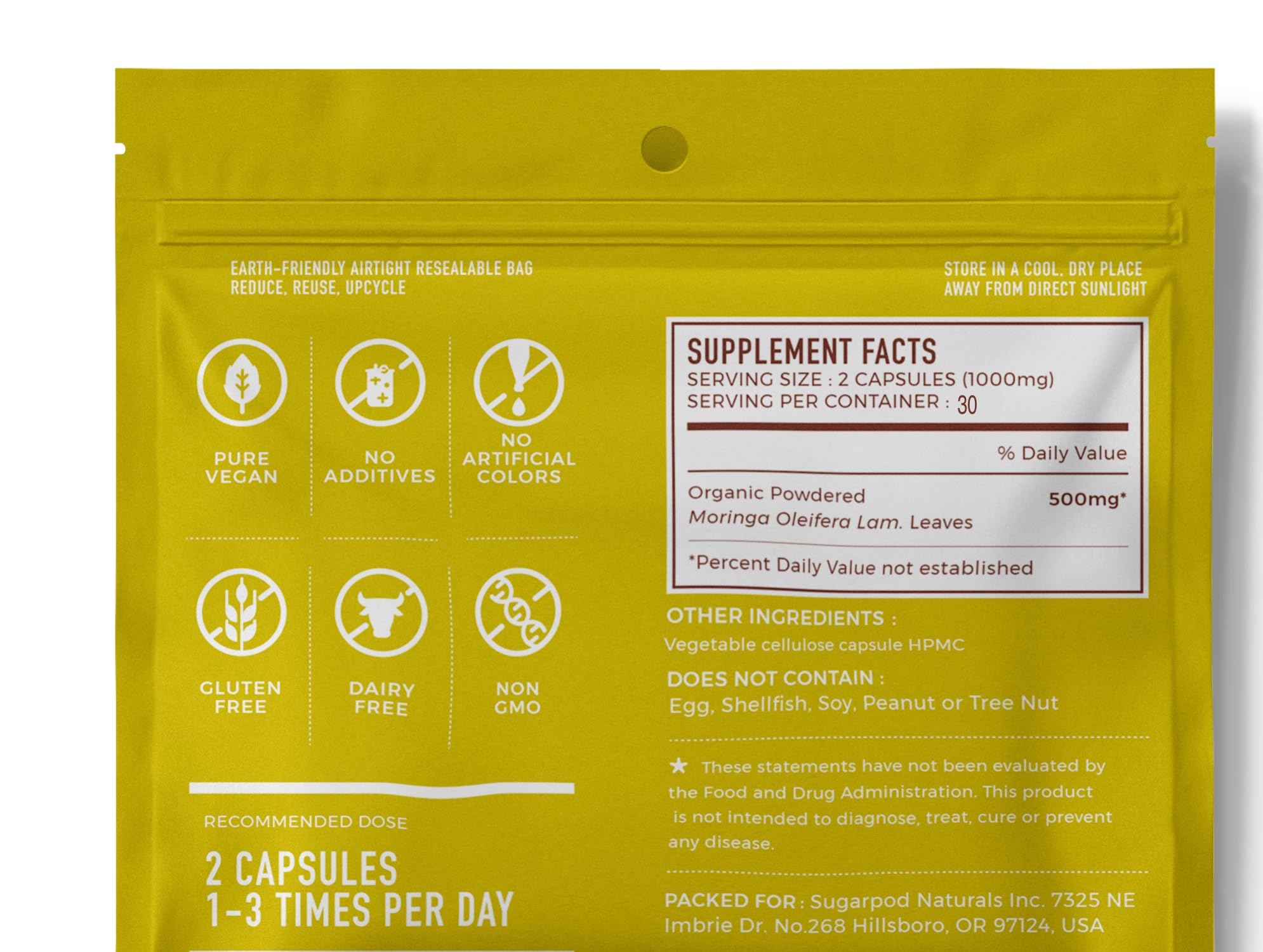 Go-Lacta Packaging with 60 Organic Moringa Capsules for Postnatal Support