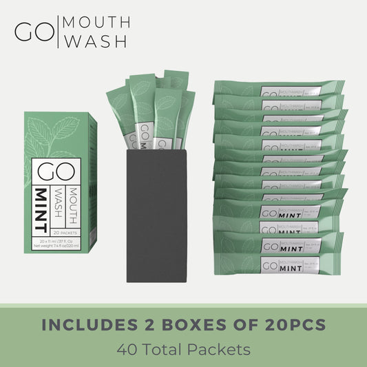 Set of individual mini mouthwash packets for travel