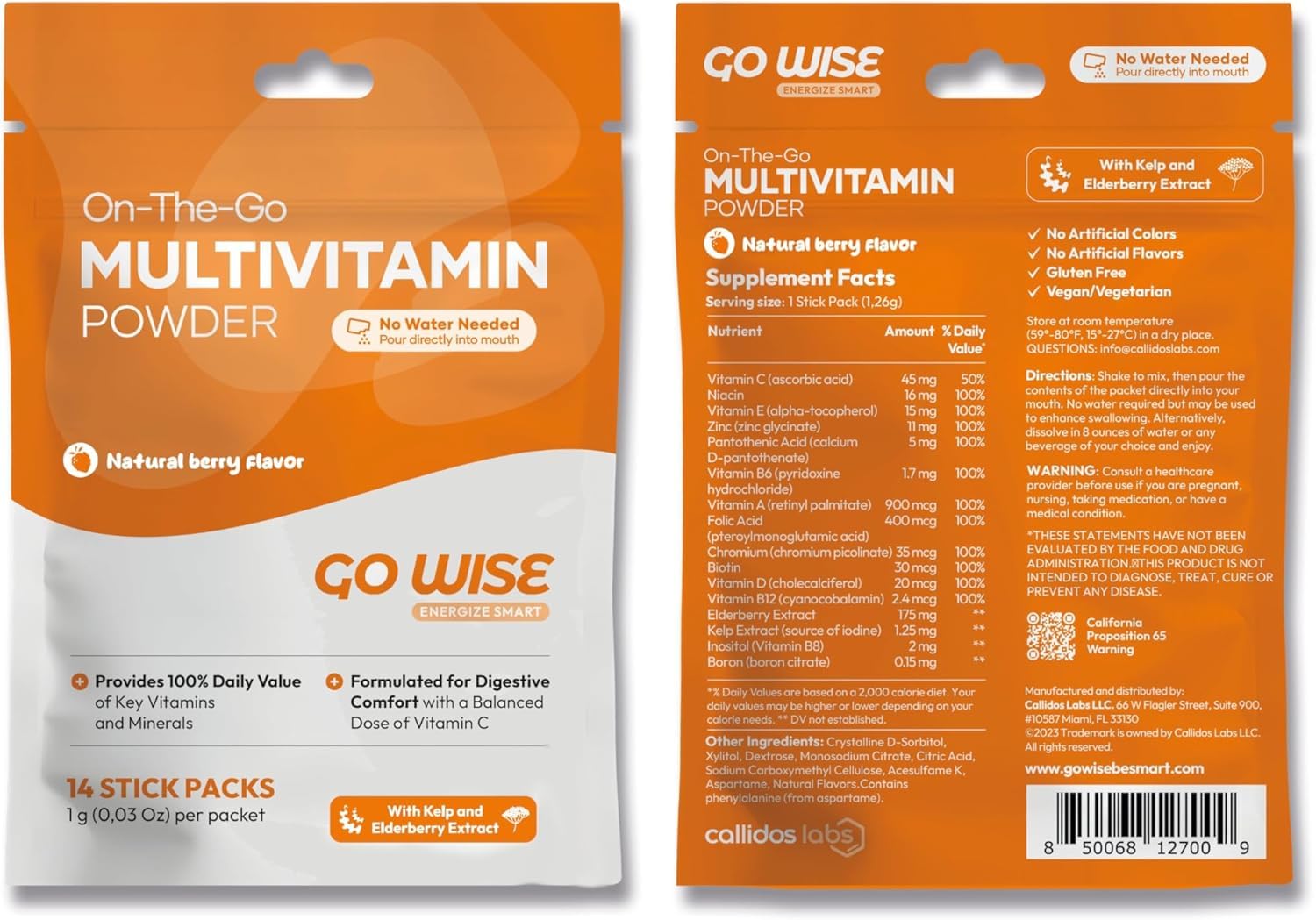 Vegan and gluten-free ingredients highlighted on packaging