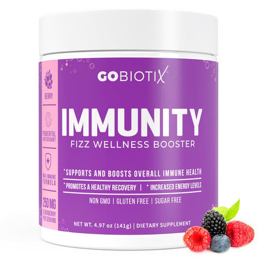 GoBiotix Vitamin C Immune Defense Powder Berry flavor with scoop
