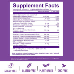 Berry immune support powder being mixed in water