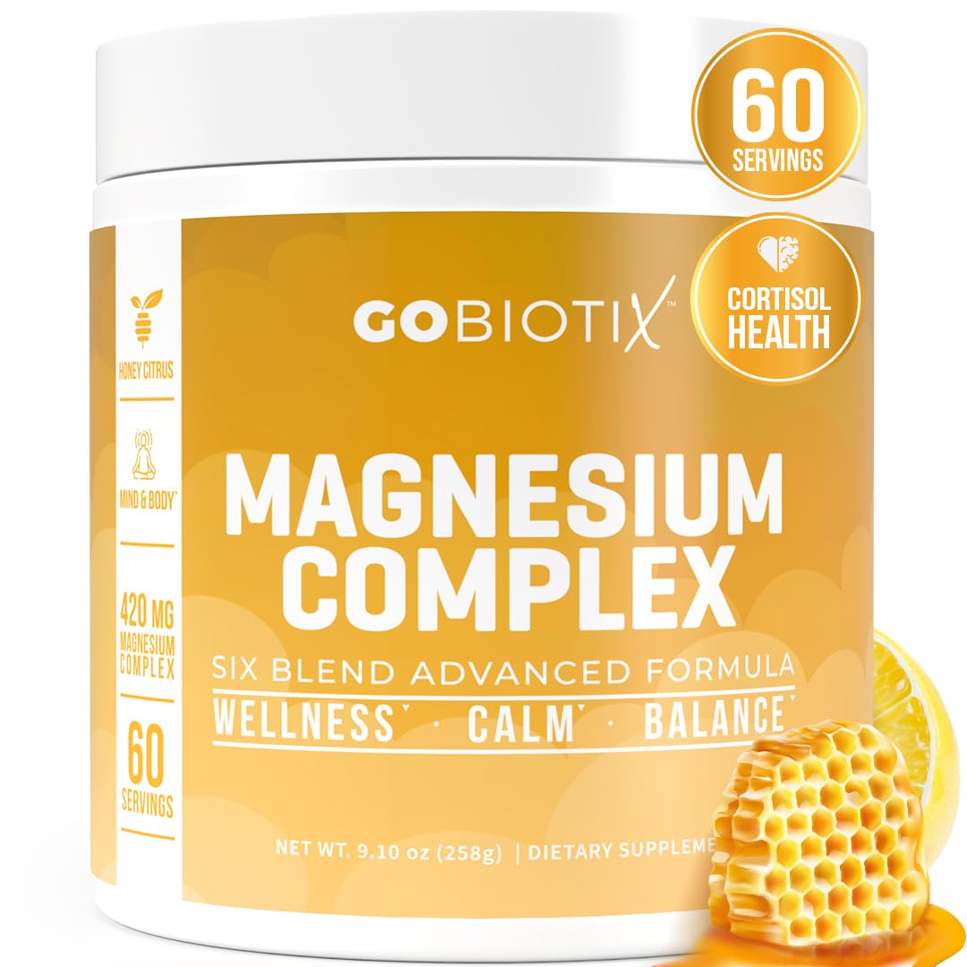 GoBiotix magnesium glycinate powder bottle ready to mix for calm hydration.