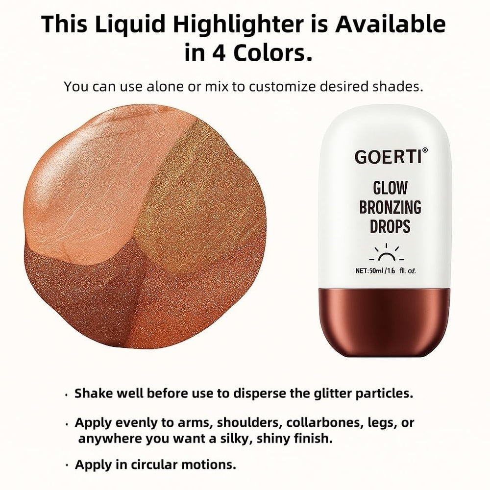 GOERTI Highlight clavicle and legs with luminous shimmer.