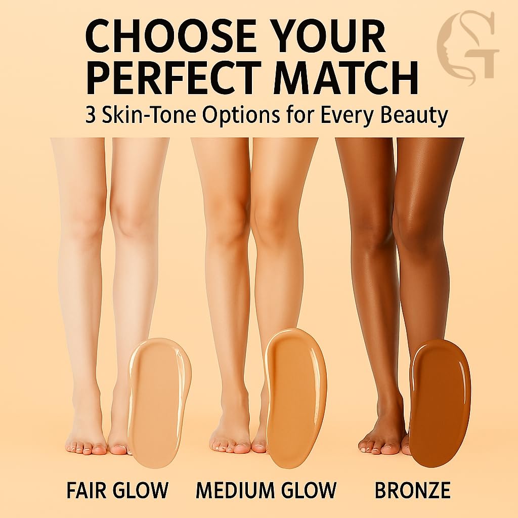 GOERTI bronze leg foundation texture being applied on skin