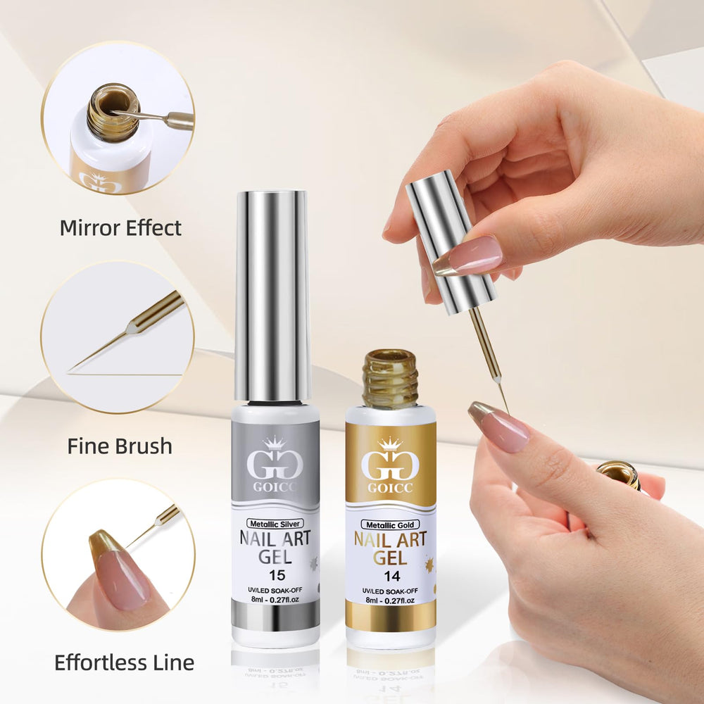 GOICC built-in 0.1 mm brush enables precise nail art application.