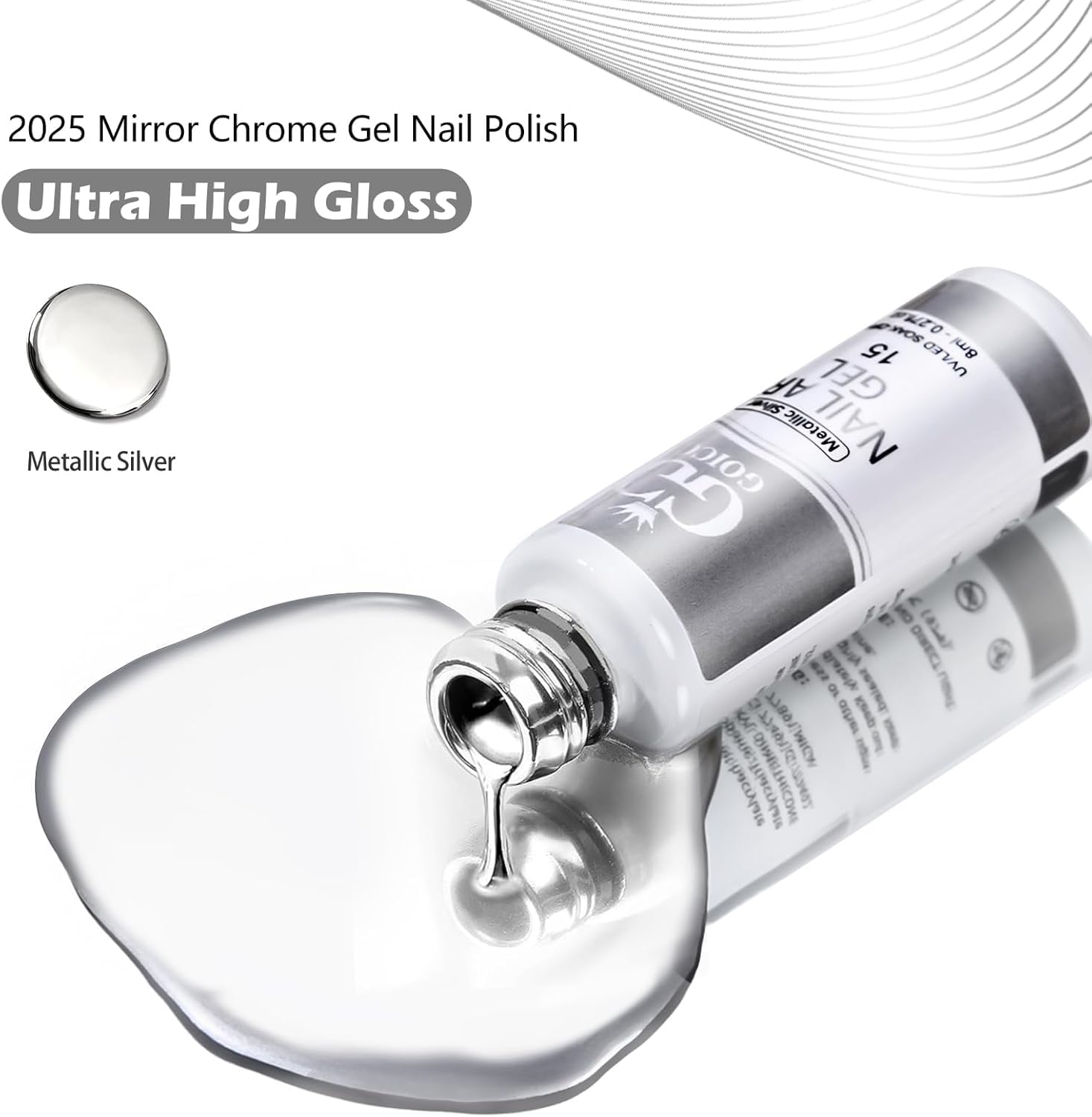 GOICC chrome mirror effect example highlighting 3D nail art possibilities.