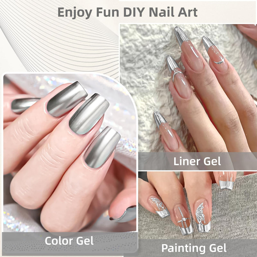 GOICC silver liner ready for French tip designs and swirls.