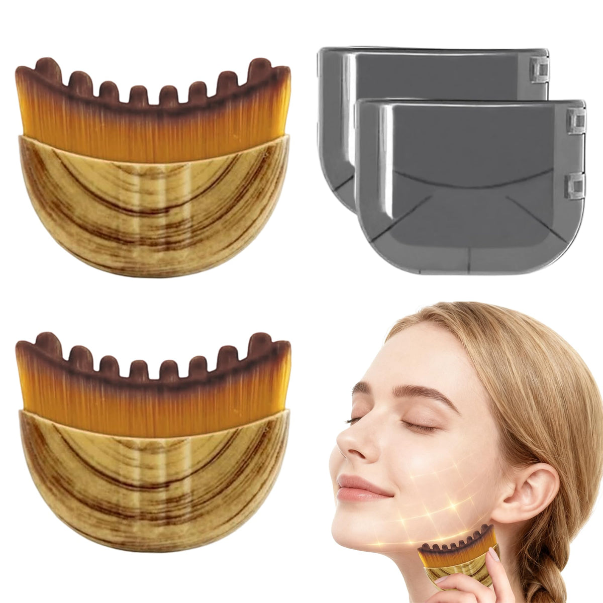 Goiicoln lymphatic contour brush set front view showing compact duo for at home use