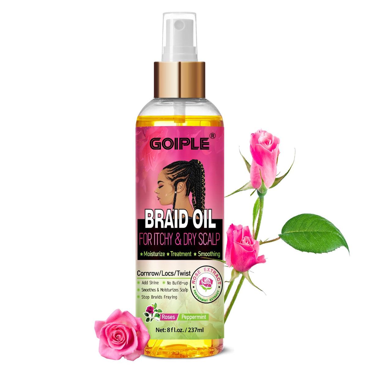 Goiple Braid Oil provides itchy scalp relief for comfortable wear.