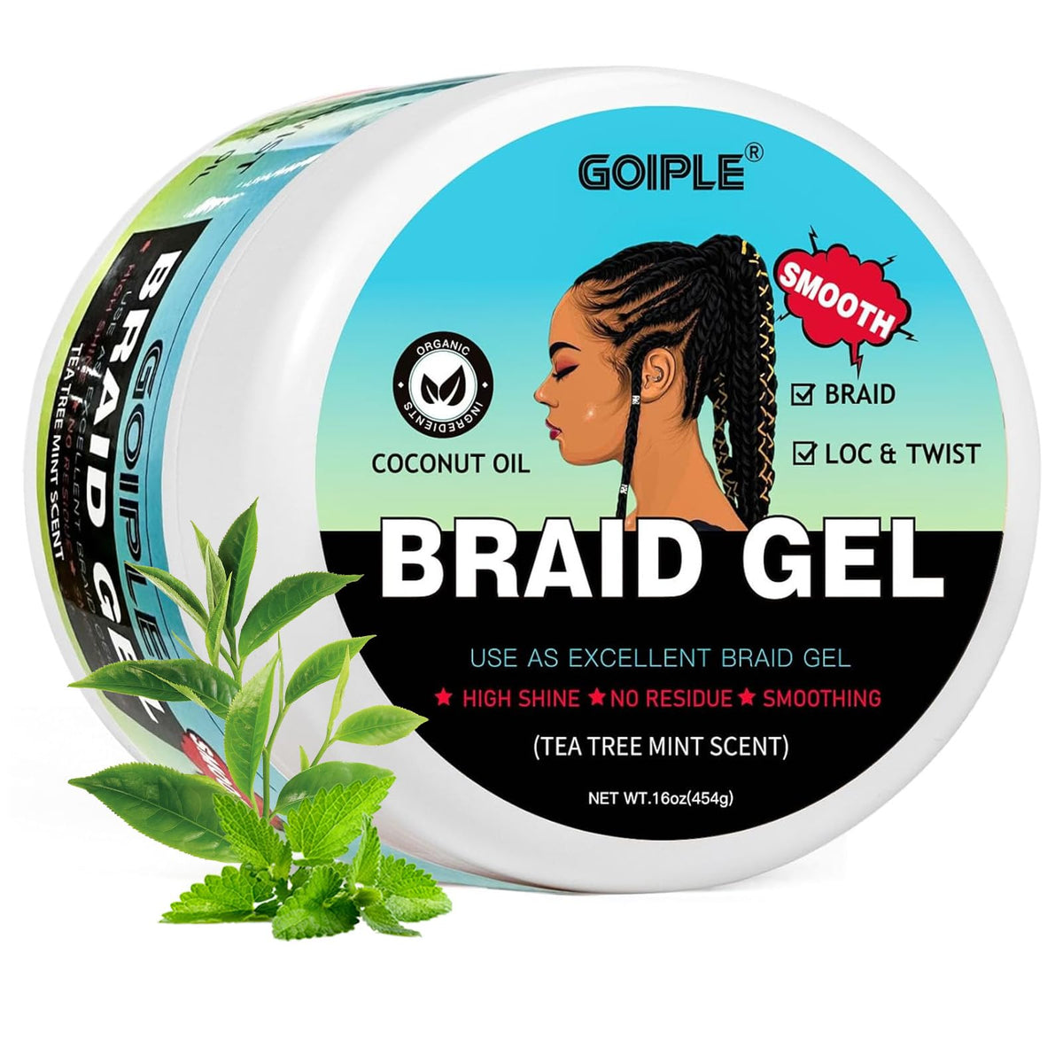 Goiple braiding gel applied to twists for smooth results and hold