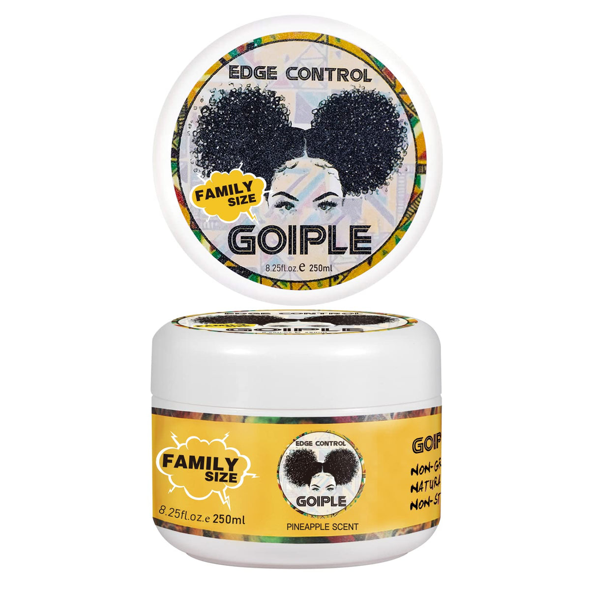 Goiple edge control wax 8.25oz pineapple pack delivers long-lasting hold without greasiness.