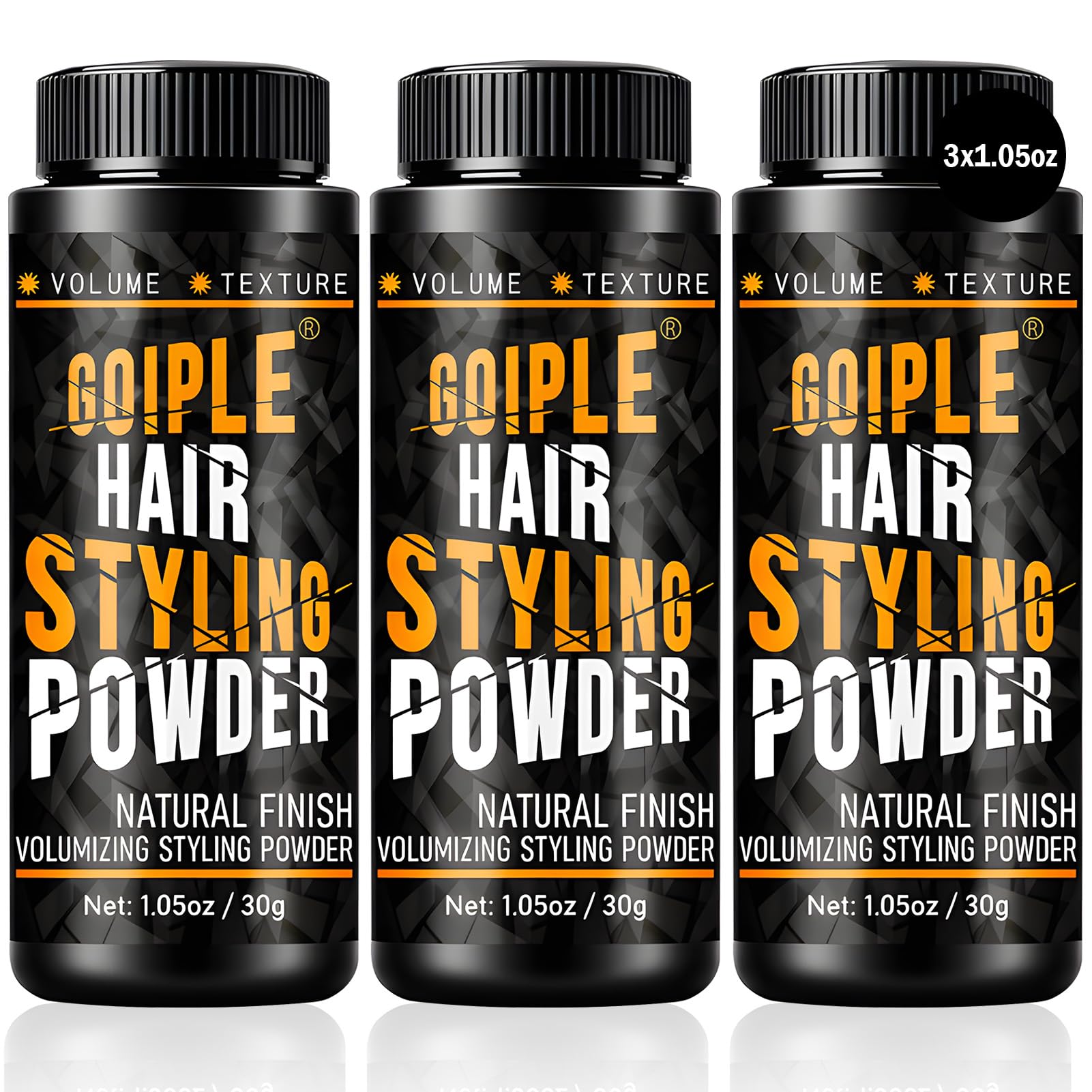 Goiple hair styling powder bottle shows natural matte finish for daily hold