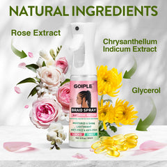Goiple Rose Water Dreadlocks Spray nourishes scalp and adds light shine.