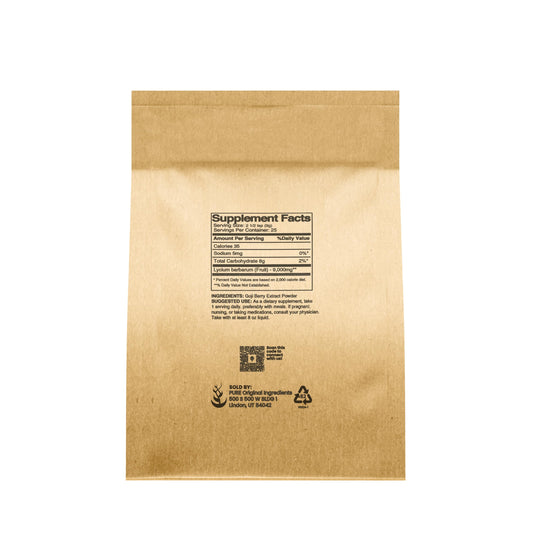 Goji Berry Powder 8oz back label