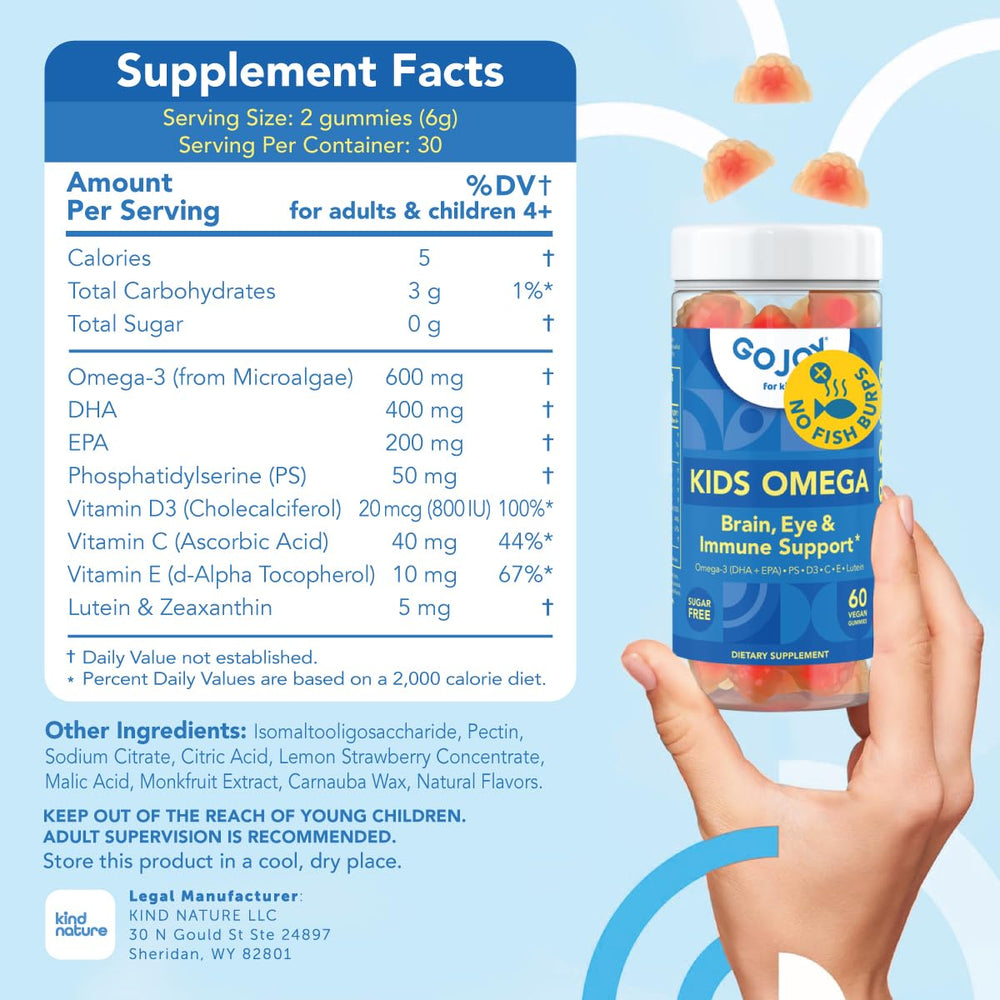 Algae-based DHA and EPA illustration for GOJOY gummies