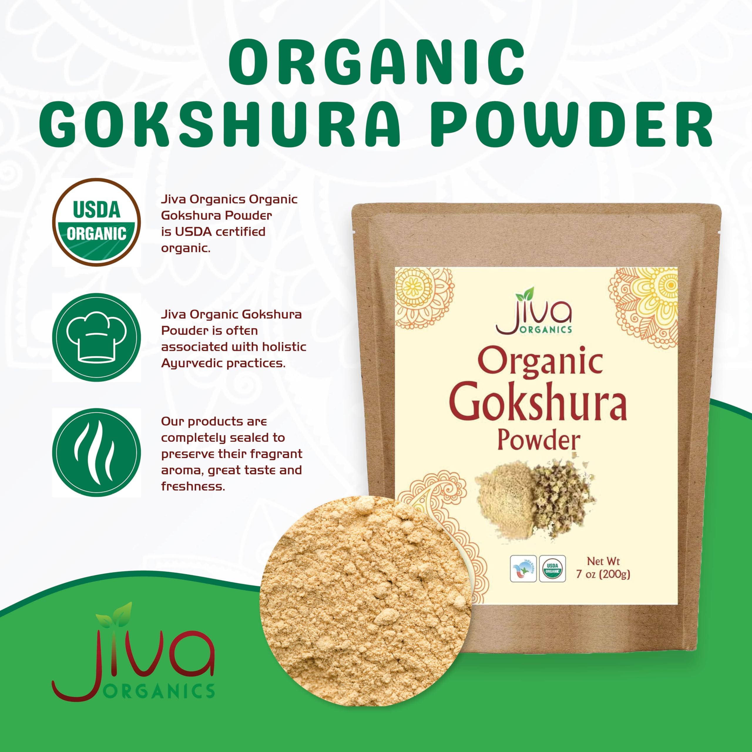 Close-up of gokshura powder texture