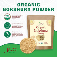 Close-up of gokshura powder texture