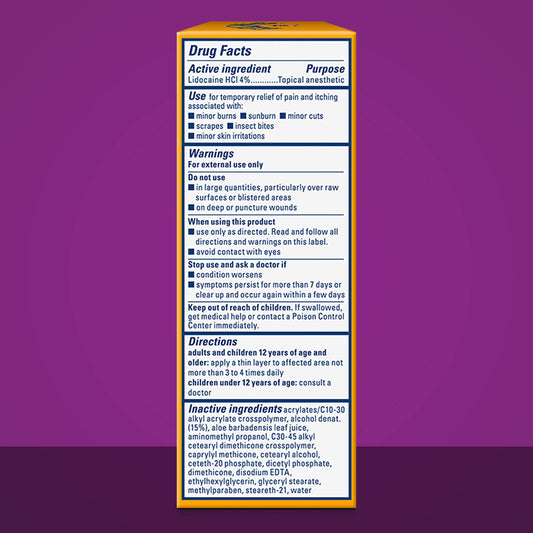 Gold Bond lidocaine 4 percent label closeup showing maximum strength