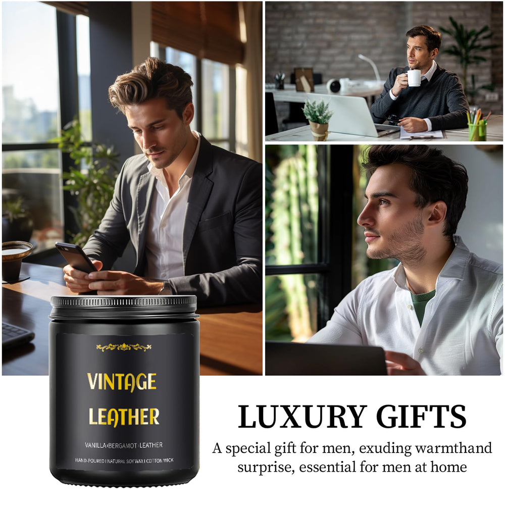 Gold-embossed detailing on the black jar candle