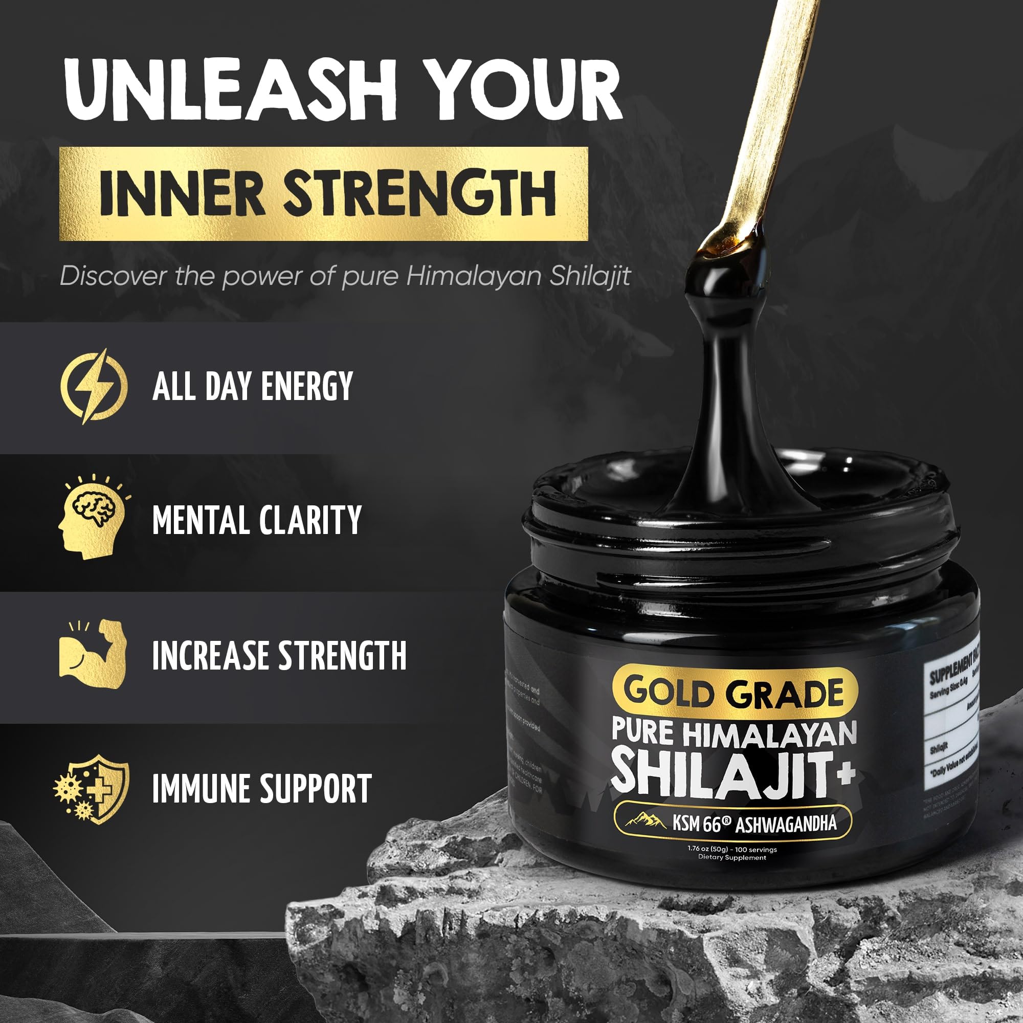 Gold-Grade Shilajit Resin Large Jar with 125 Servings