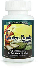 Golden Book Economy Size 1000 tea pills canister label 5.8oz Mayway-Plum Flower