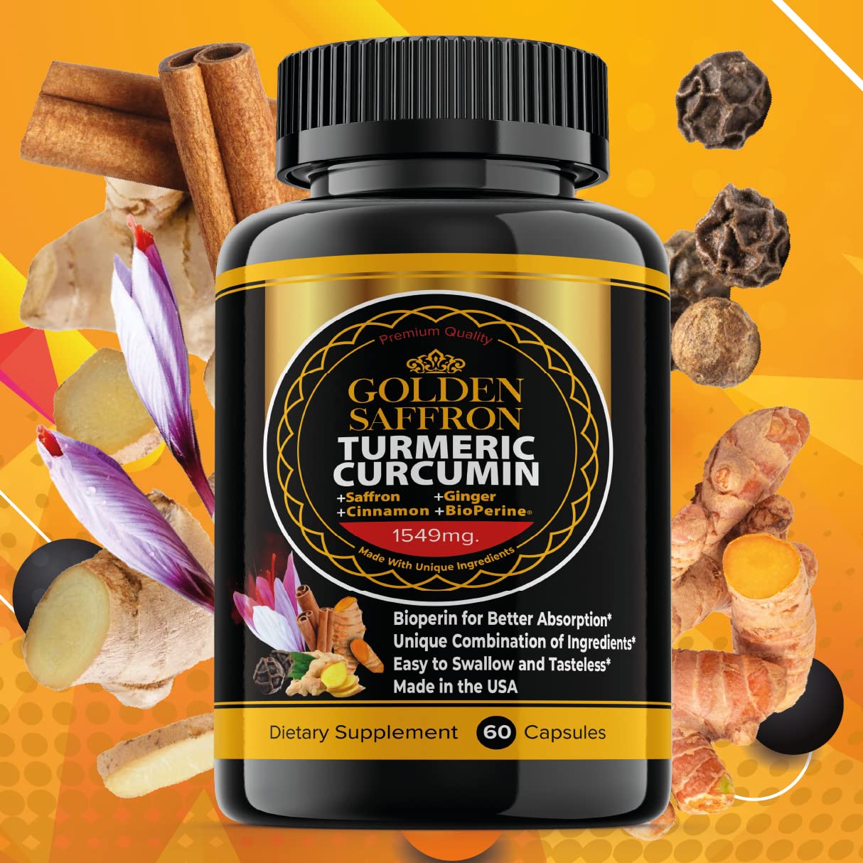 Close-up of saffron extract and plant-based ingredients