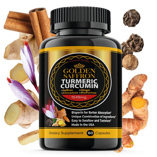 Golden Saffron Turmeric Curcumin bottle front view