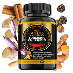Golden Saffron Turmeric Curcumin bottle front view