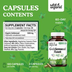 Close-up of goldenseal capsules 1000mg