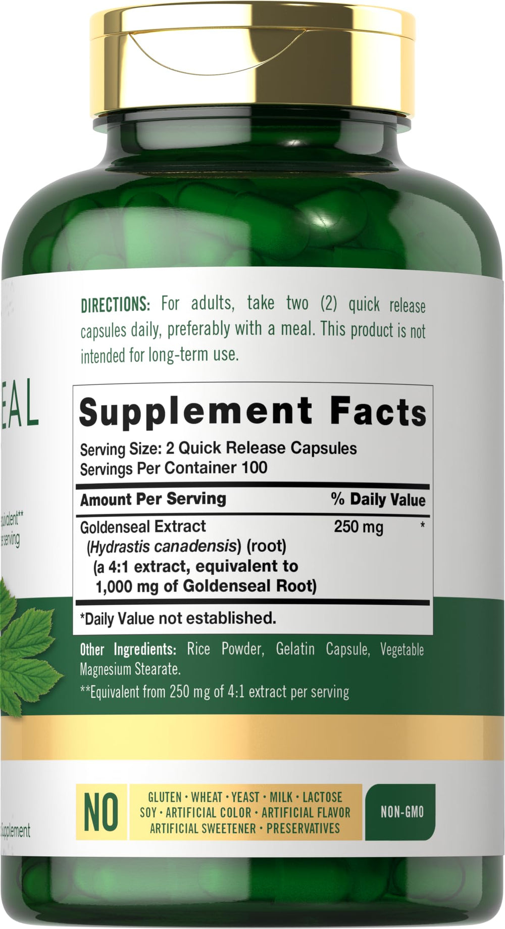 Goldenseal root capsules quick-release graphic