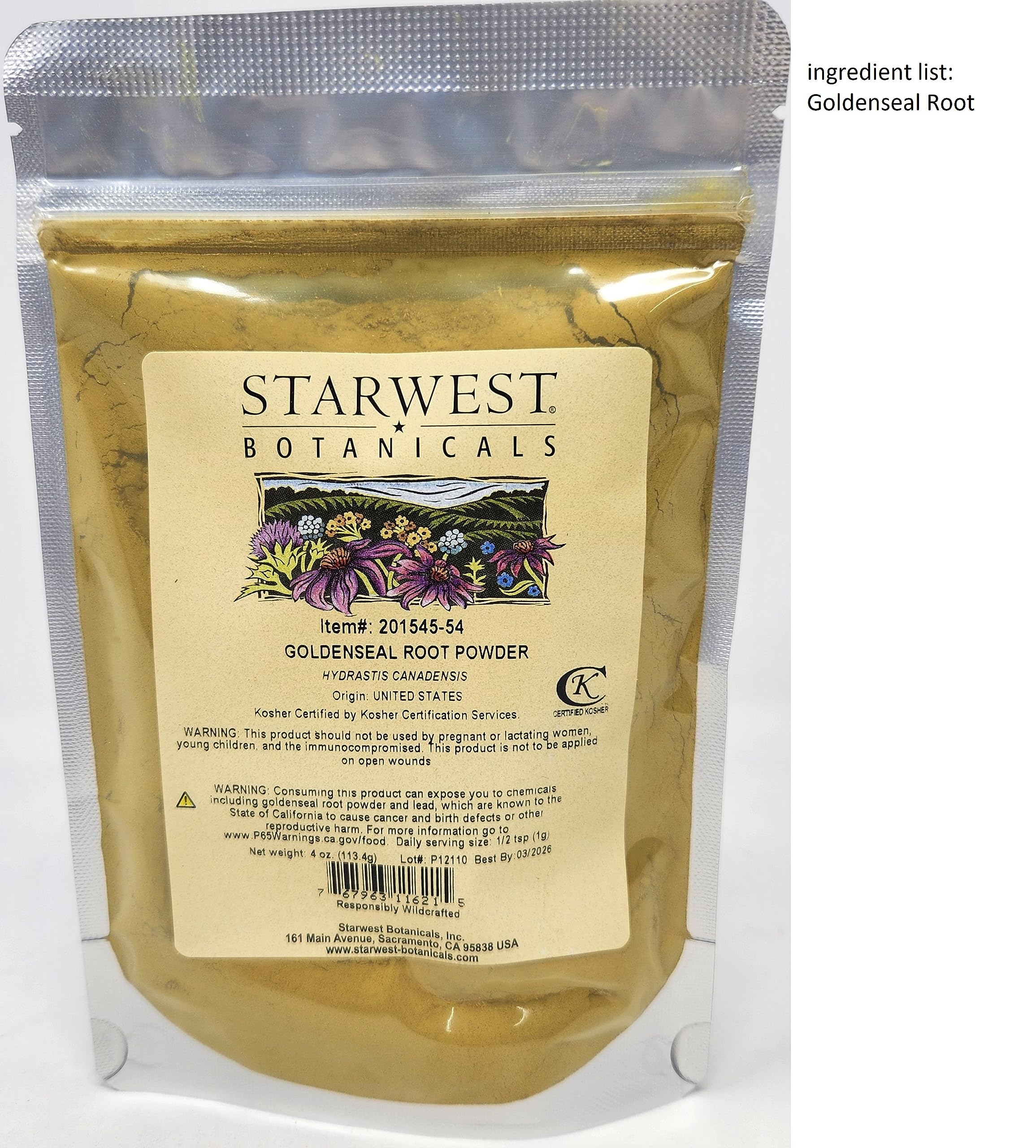 Close up of fine vibrant yellow goldenseal powder texture