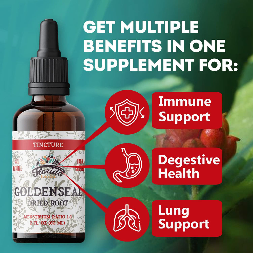 Amber glass dropper bottle for Goldenseal tincture