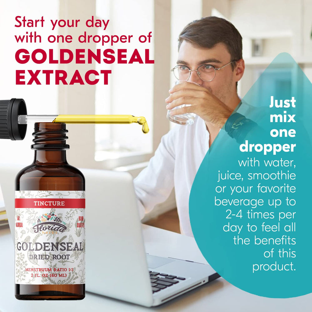 Organic ingredients and Goldenseal root illustration