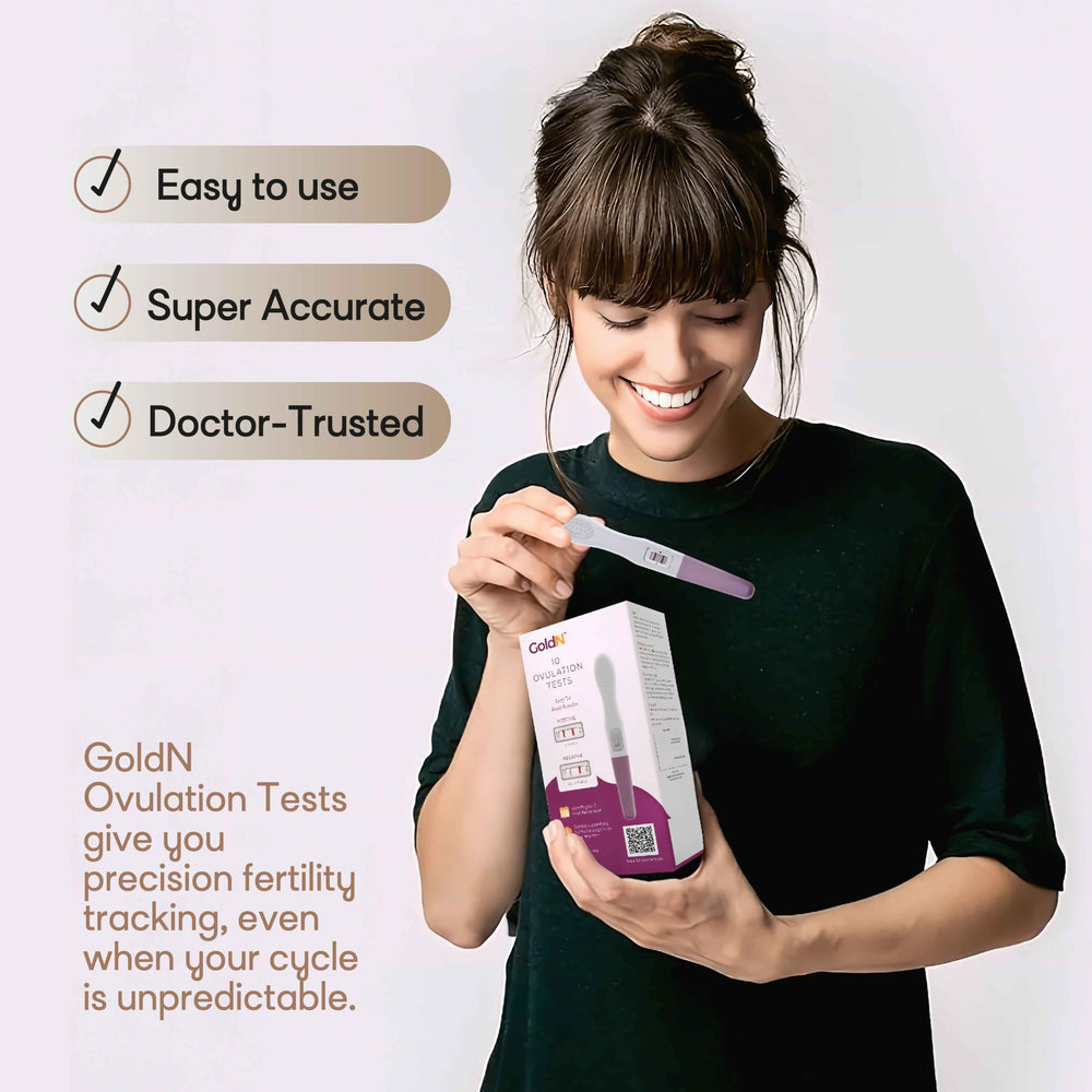 GoldN packaging for 10-count ovulation tests