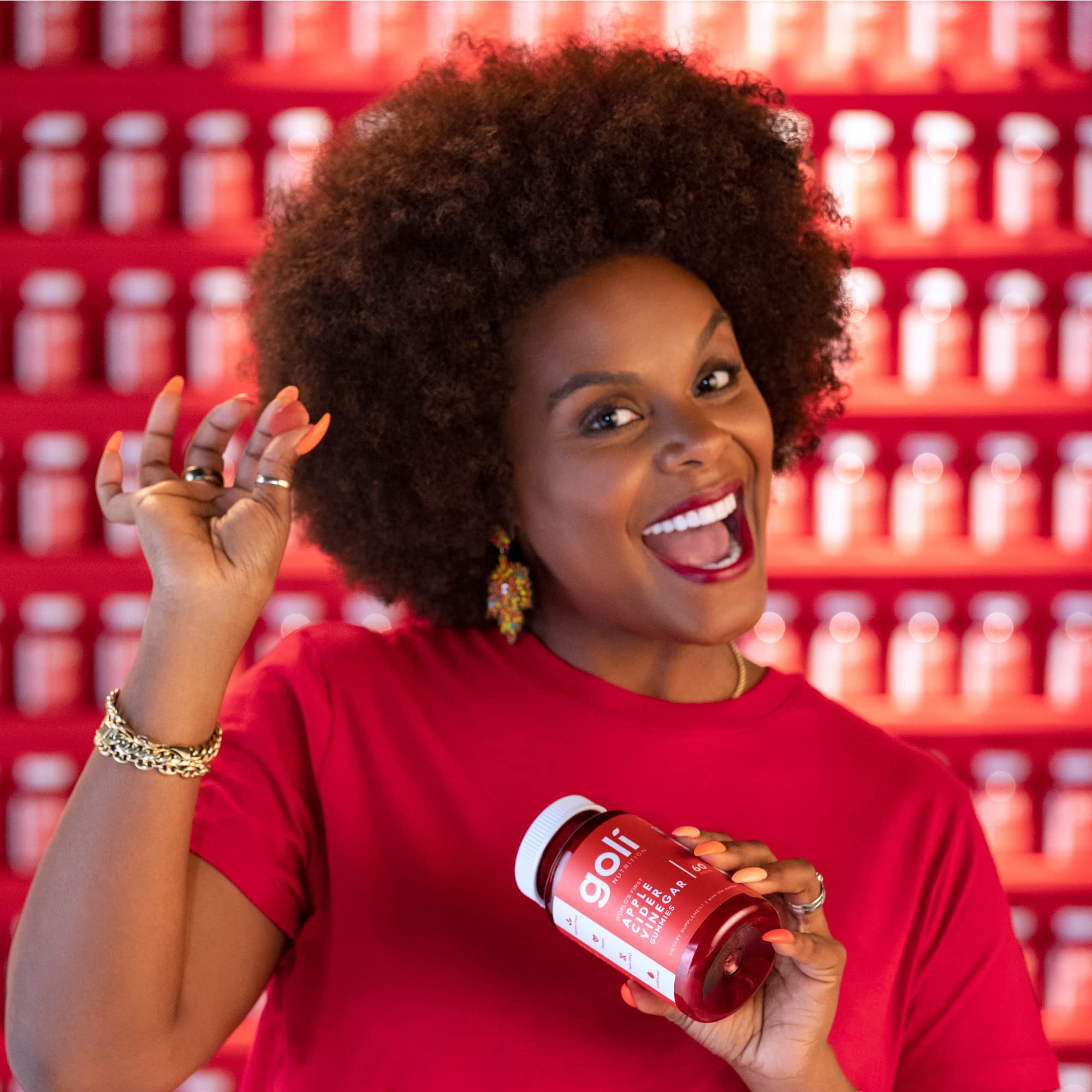 Goli ACV Gummies label highlighting vegan, gluten-free and gelatin-free features