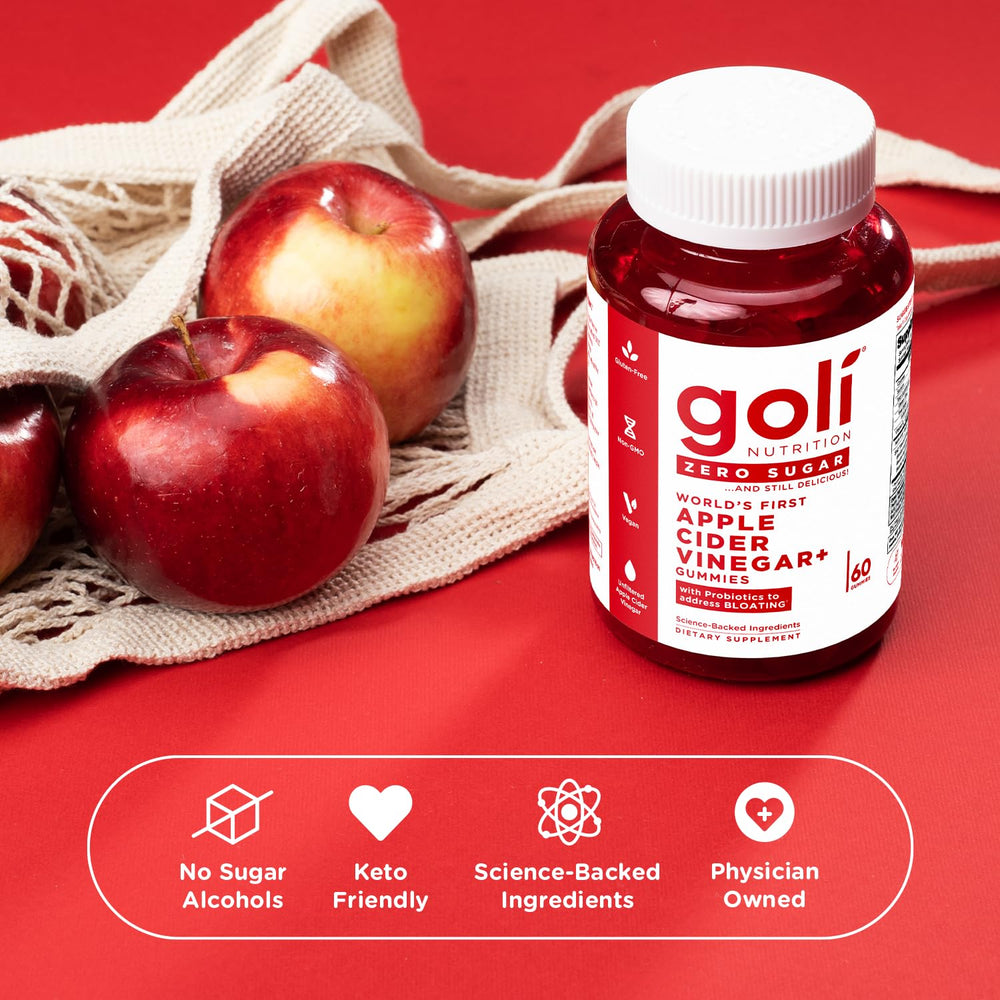 Bottle with Apple Cider Vinegar Gummies on a white background