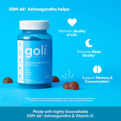 Gluten-free and gelatin-free claim on Goli Ashwagandha gummies packaging
