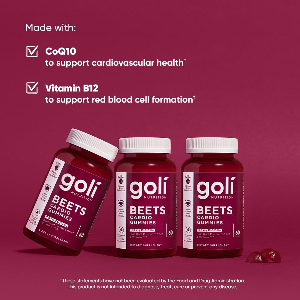 Goli Beets Cardio Gummies vitamin B12 section underlining cellular energy potential