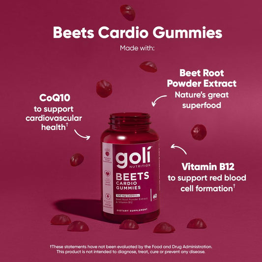 Close-up of Goli Beets Cardio Gummy with CoQ10 100 mg