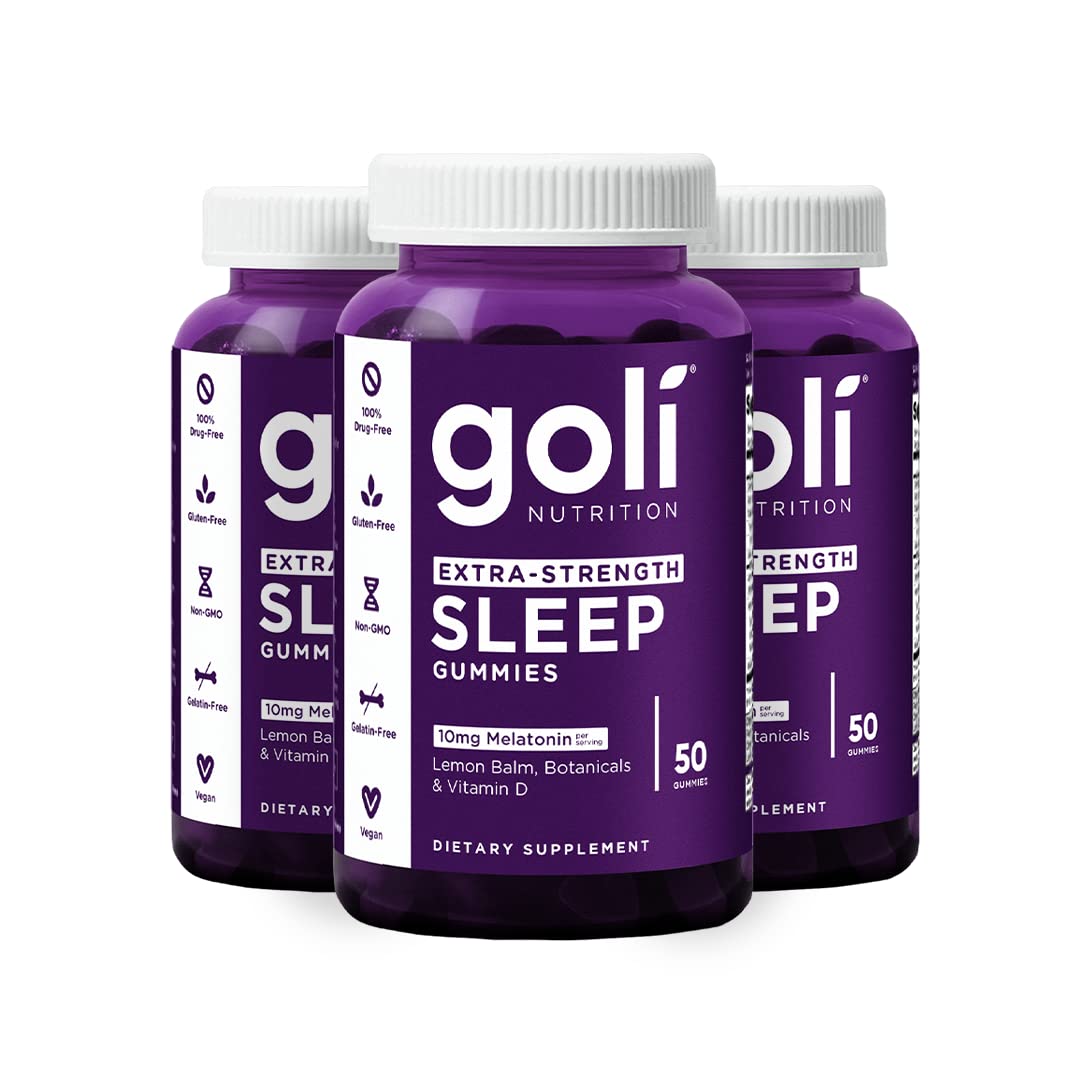 Front view of Goli Extra-Strength Sleep Gummies bottle (150-count)