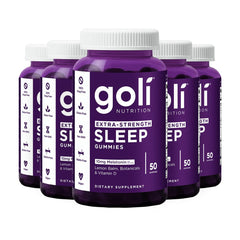 Goli Extra-Strength Sleep Gummies bottle set for a restful night