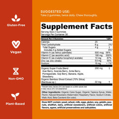 Goli Superfruits ingredients and nutrition panel