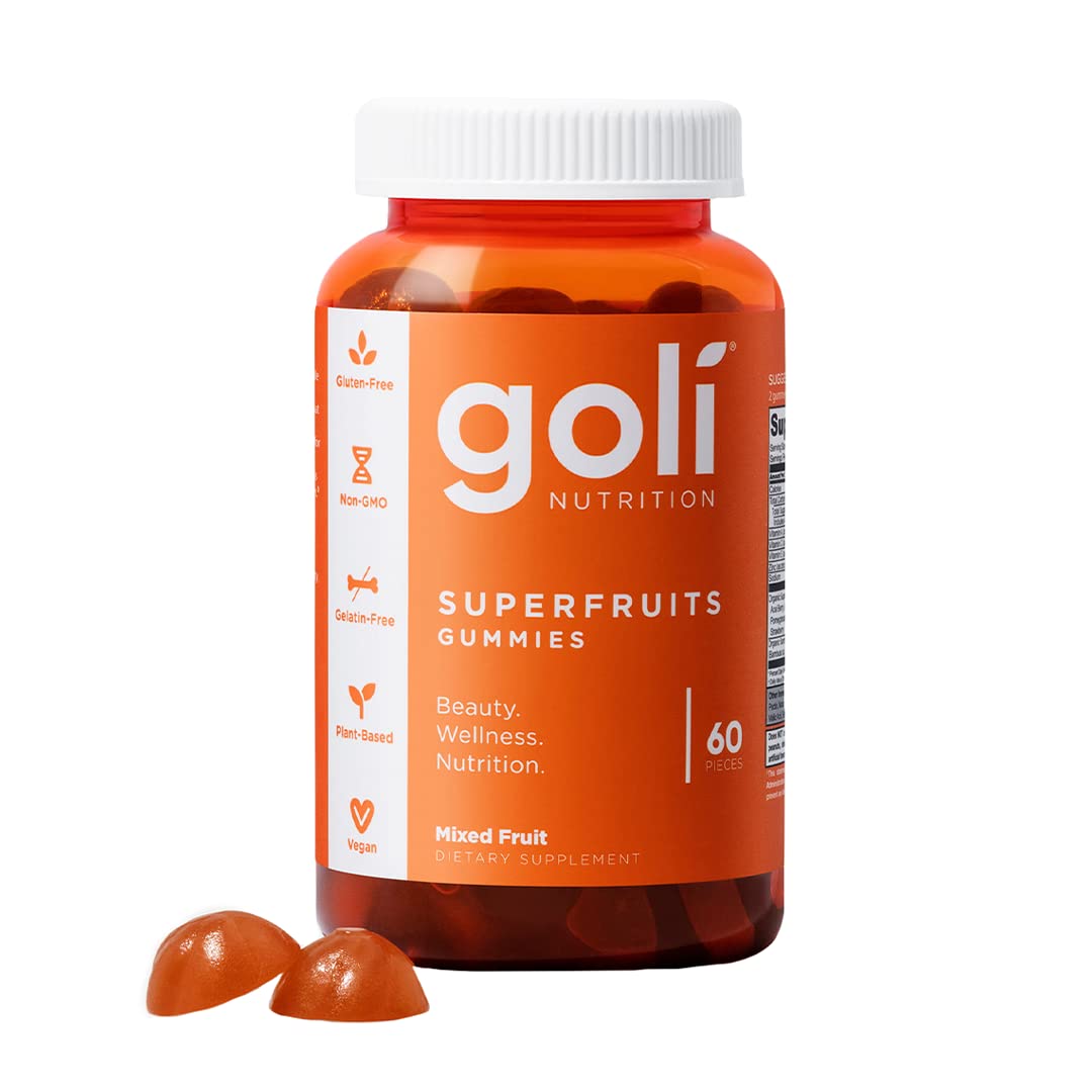 Front view of Goli SuperFruits Beauty Gummy bottle - 60 count