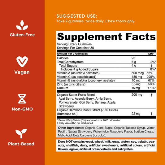 Goli SuperFruits Beauty Gummy bottle with label and nutrition facts